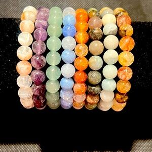 Crystal Bracelet-Set of 8, Medium wrist. 7.5-8mm. Assorted mix. All beautiful!